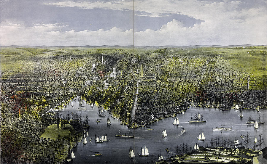 Baltimore Drawing - The City Of Baltimore, By Currier & Ives by Litz Collection