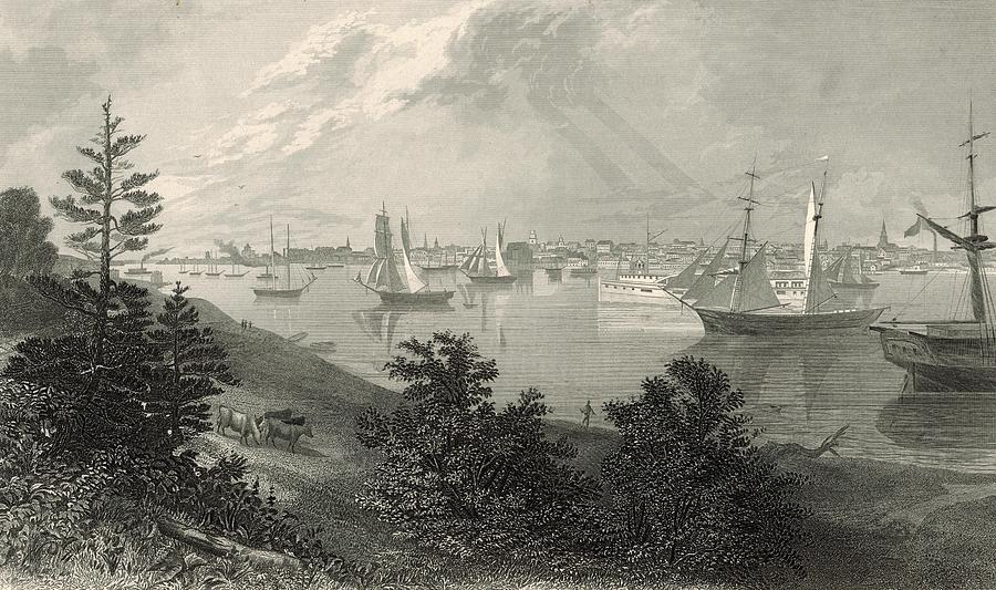 The City Of Detroit From Canada 1872 Engraving Without Border Painting 