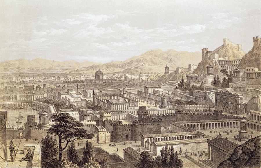 Greek Drawing - The City of Ephesus from Mount Coressus by Edward Falkener