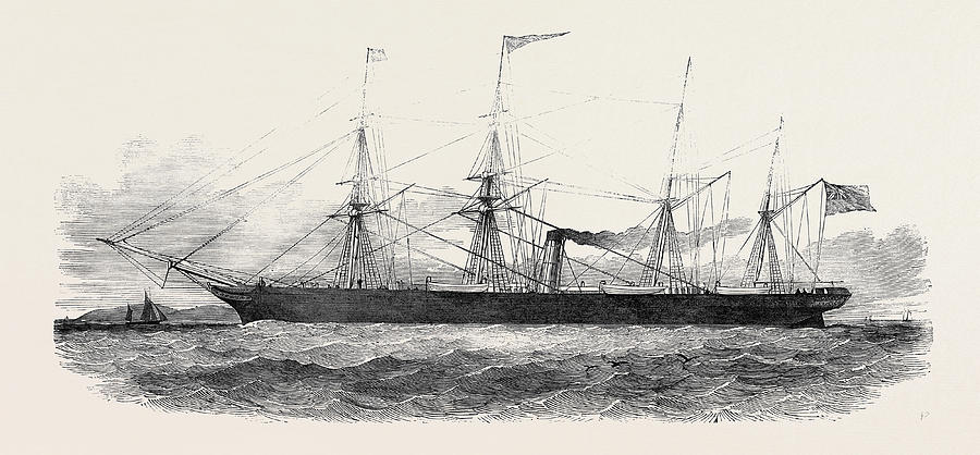 The City Of Manchester Screw Steamer Drawing by English School - Fine ...