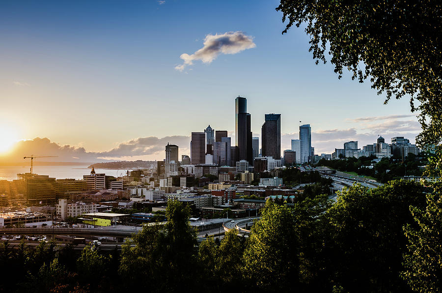 Architecture Photograph - The City Of Seattle Framed By Green by Brian Xavier Photography