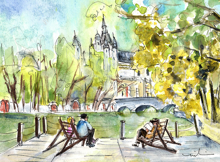 The City Park In Budapest 01 Painting by Miki De Goodaboom
