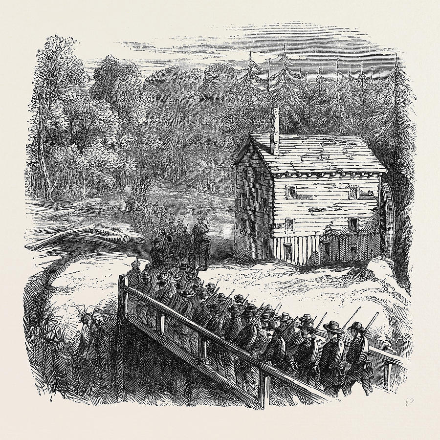 Vintage Drawing - The Civil War In America Franklins Brigade Passing by English School