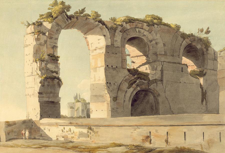 Bridge Photograph - The Claudian Aqueduct, Rome, 1785 Wc, Pen, Ink And Graphite On Paper by Francis Towne