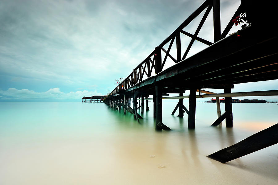 The Clean Beach With Bridge Photograph by Tuah Roslan