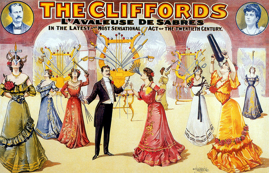 The Cliffords, Sword Swallowing Act Photograph by Science Source