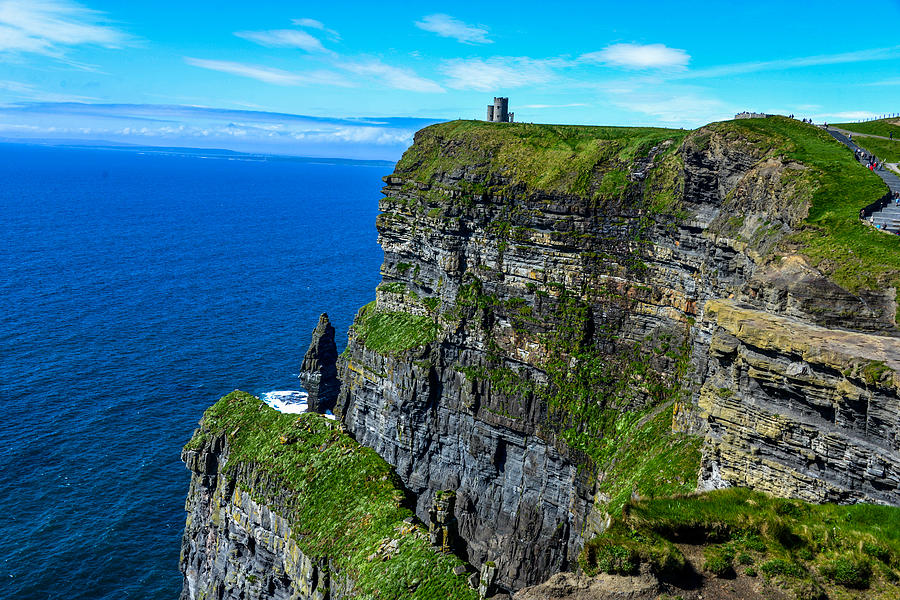 The Cliffs of Moher and OBriens Tower Photograph by Marilyn Burton