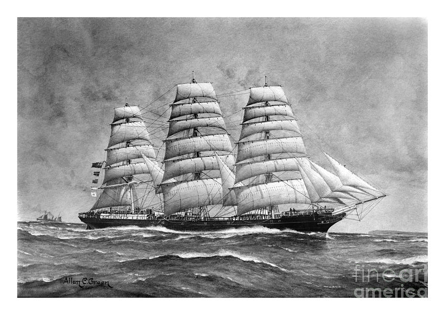 The clippership Cimba under full sail Painting by Pablo Romero