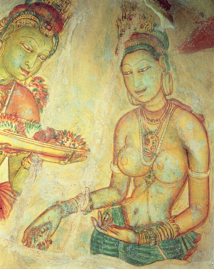 Jewelry Photograph - The Cloud Damsels, From The Rock Fortress Fresco Detail by Sri Lankan School