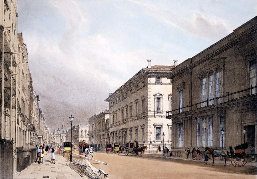 London Drawing - The Club Houses, Pall Mall, 1842 by Thomas Shotter Boys