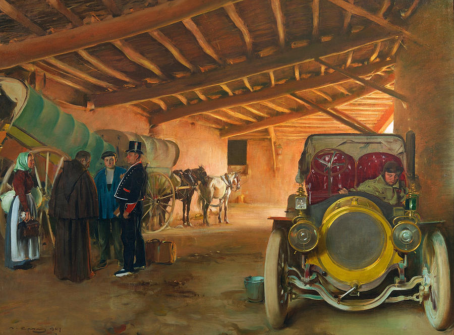 The Coach House. La Cochera Painting by Ramon Casas