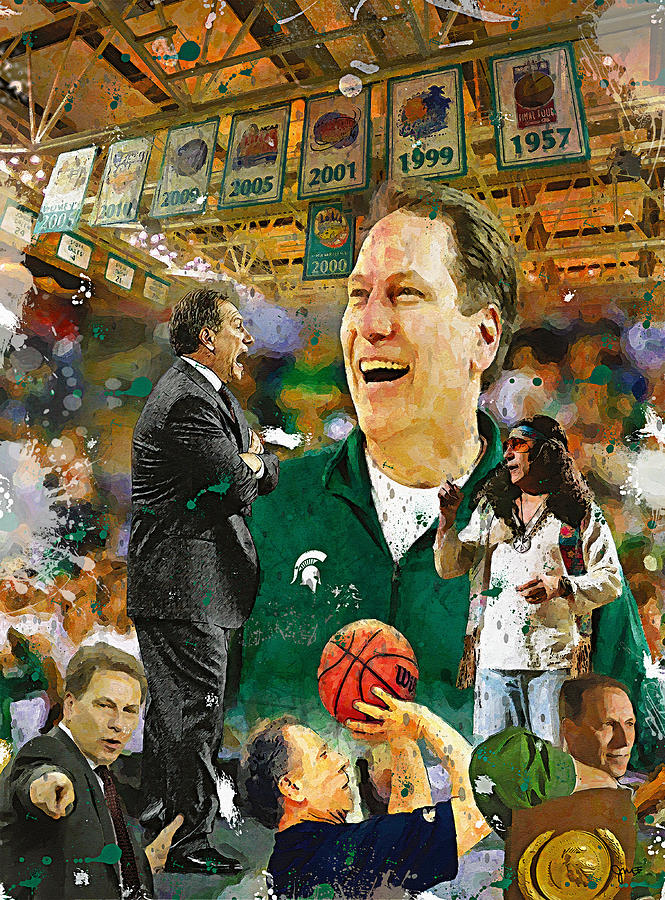 Sports Painting - The Coach Tom Izzo by John Farr