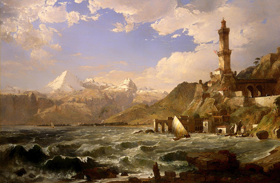 Vintage Painting - The Coast of Genoa by Mountain Dreams