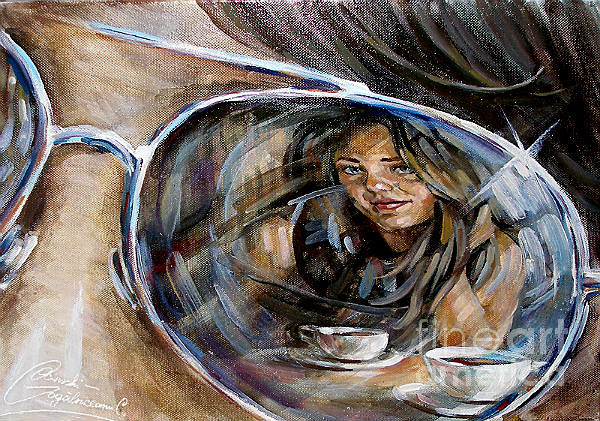 Portrait Painting - The coffe by Carolina Ocinschi-Gogalniceanu