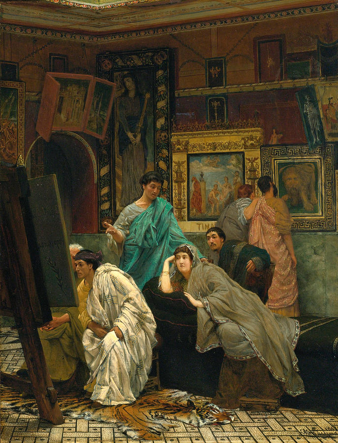 Lawrence Alma Tadema Painting - The Collector of Pictures at the Time of Augustus by Lawrence Alma-Tadema