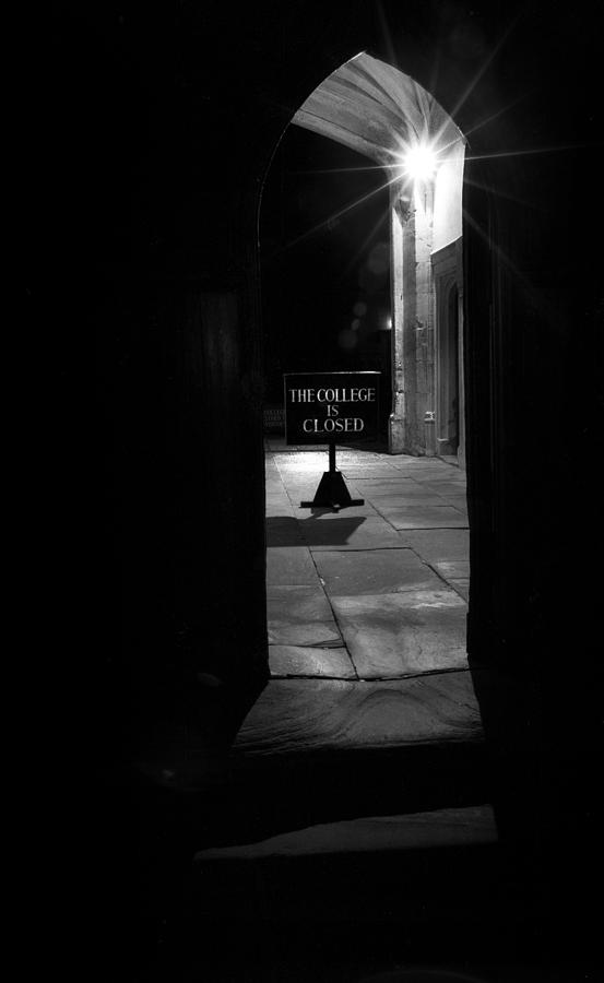 Black And White Photograph - The College is Closed by Visual Stenographer