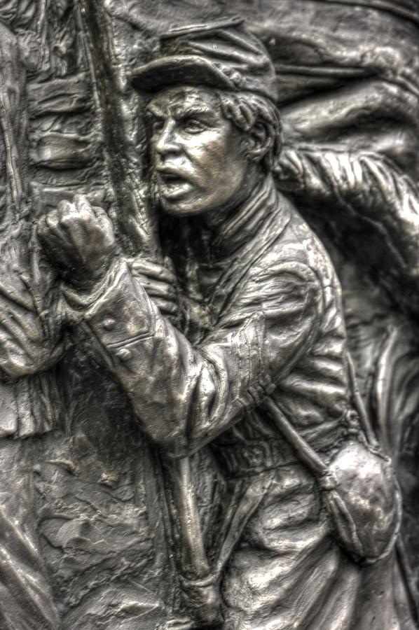 The Color Sergeant.  State of Delaware Monument Detail-G Gettysburg Autumn Mid-Day. Photograph by Michael Mazaika