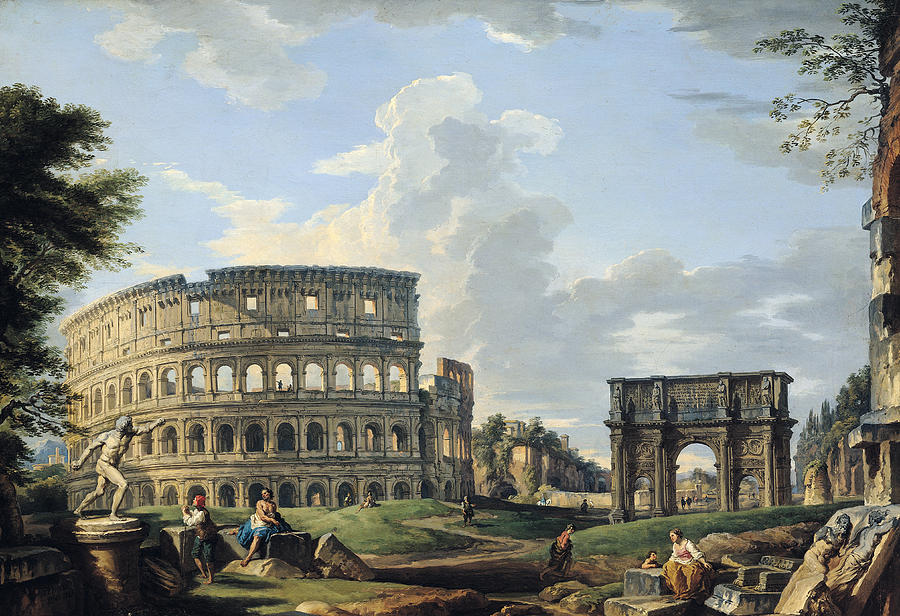 The Colosseum and the Arch of Constantine Painting by Giovanni Paolo Panini