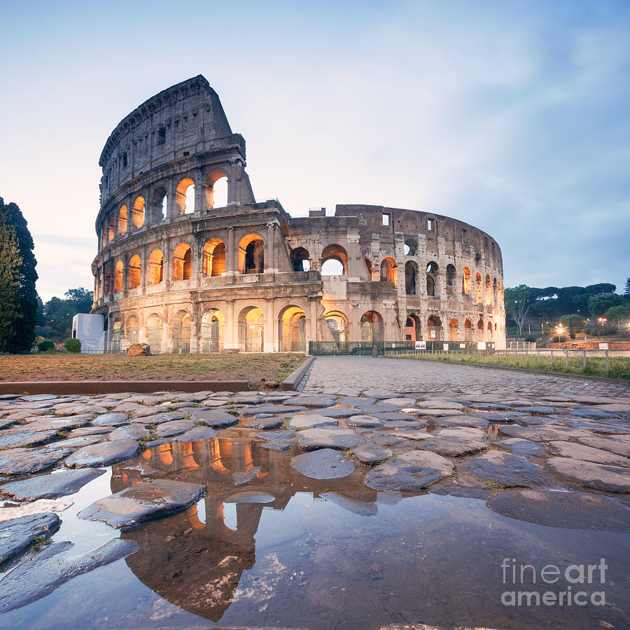 Spring Photograph - The colosseum at sunrise Rome Italy by Matteo Colombo