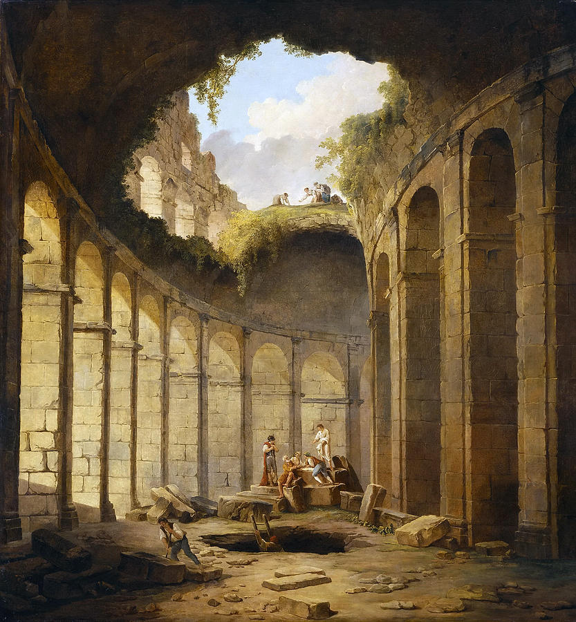 The Colosseum in Rome Painting by Hubert Robert