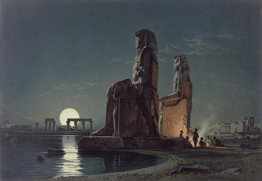 The Colossi Of Memnon, Thebes, One Painting by Carl Friedrich Heinrich Werner