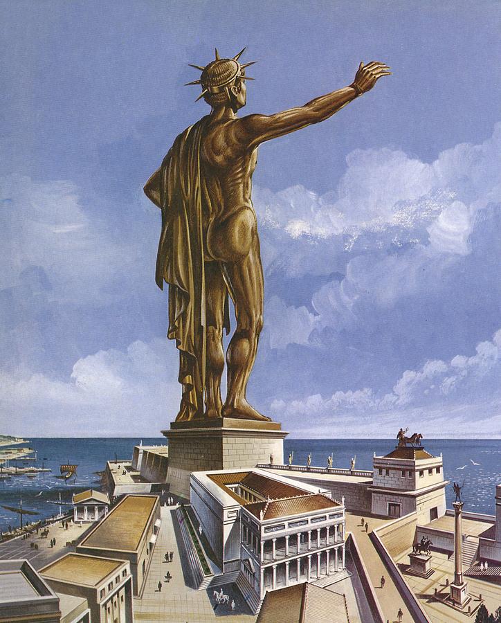 The Colossus Of Rhodes Photograph - The Colossus Of Rhodes Colour Litho by English School