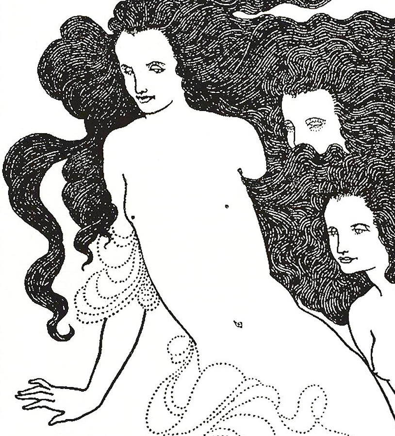 Nude Drawing - The Comedy of the Rhinegold by Aubrey Beardsley