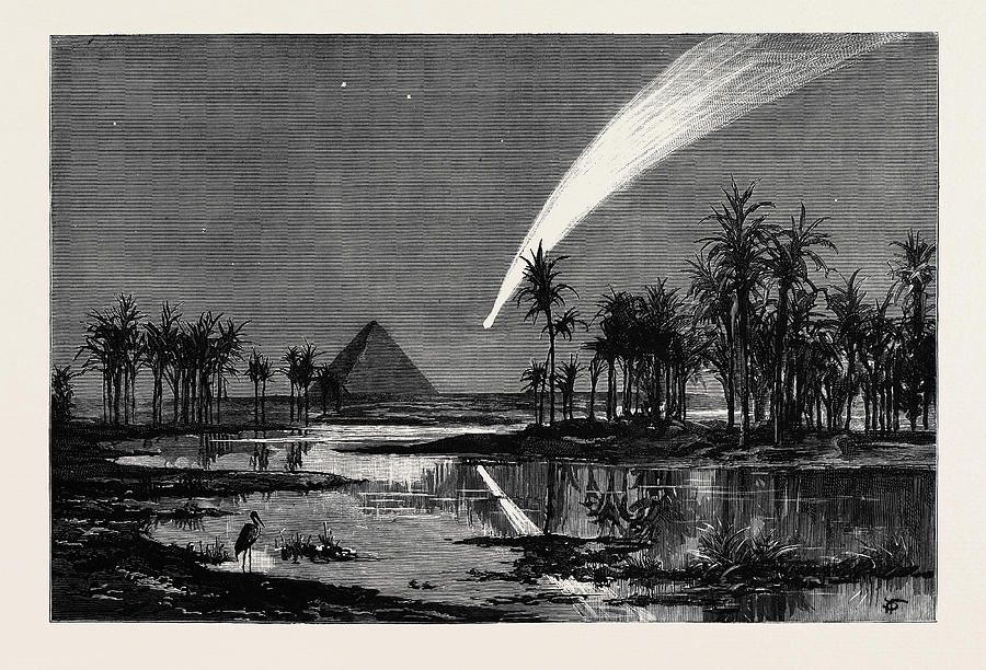 Vintage Drawing - The Comet As Seen From The Pyramids by Egyptian School