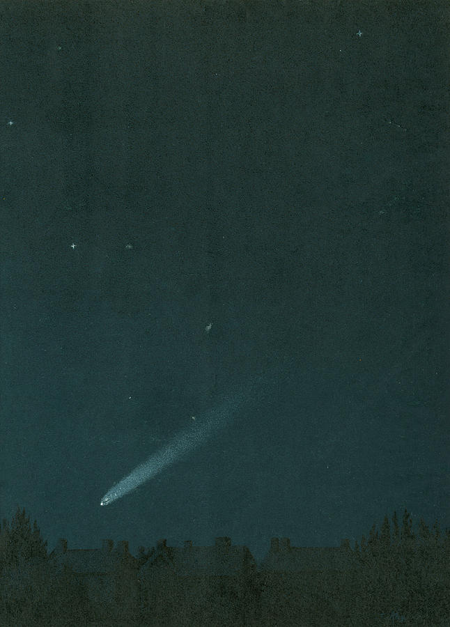 Space Drawing - The Comet Of 4 / 11 / 1882 As  Seen by Mary Evans Picture Library