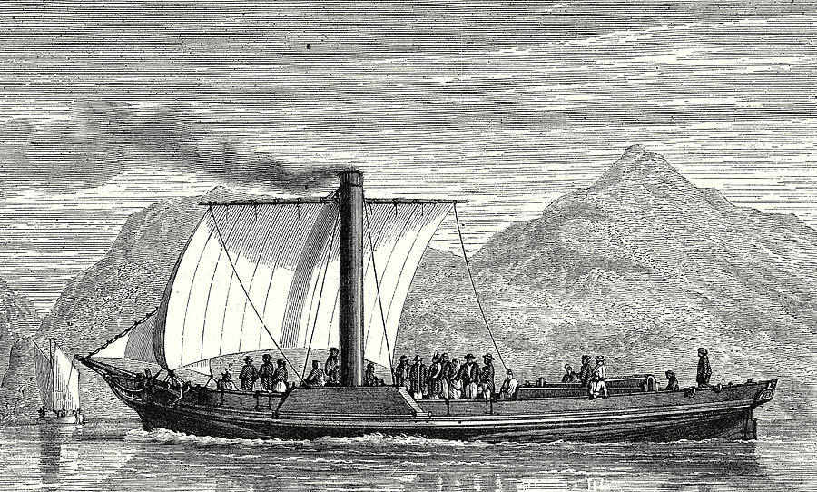 Vintage Drawing - The Comet The First English Steamboat Built By Henry Bell by Bell, Henry (1767-1830), Scottish