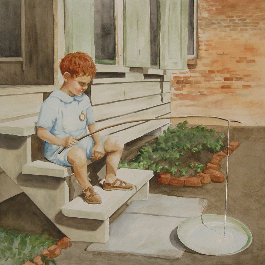 Boy Painting - The Comic At Five by Parrish Hirasaki Boy Painting - The Comic At Five by Parrish Hirasaki