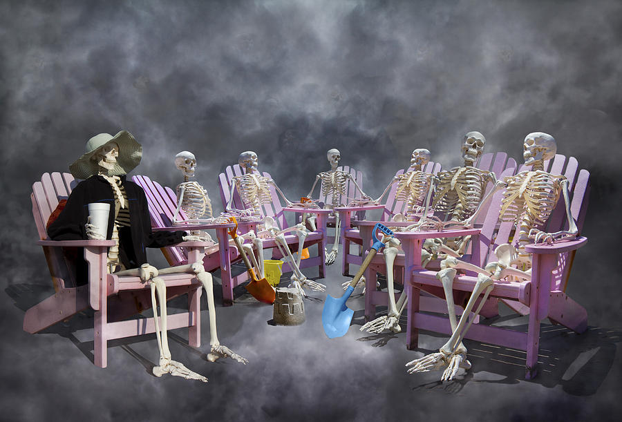 Skeleton Digital Art - The Committee Reaches Enlightenment by Betsy Knapp