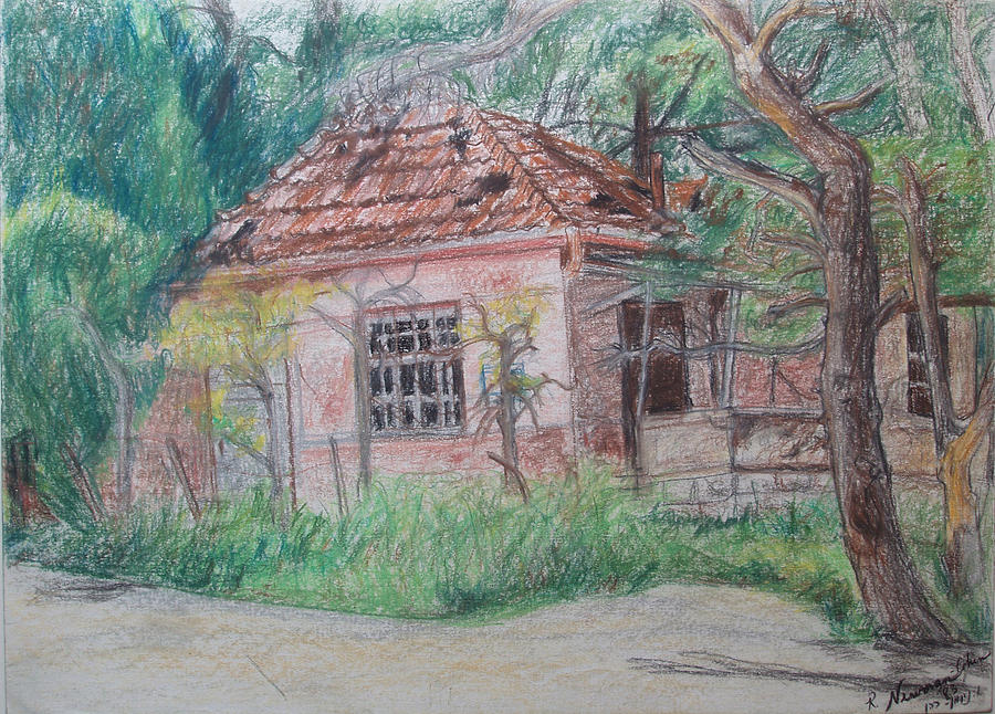 The Condemned House in Talpiot Jerusalem Drawing by Esther Newman-Cohen
