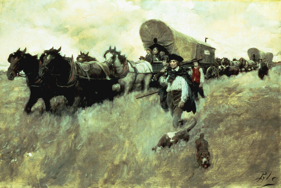 Horse Painting - The Connecticut Settlers Entering by Howard Pyle