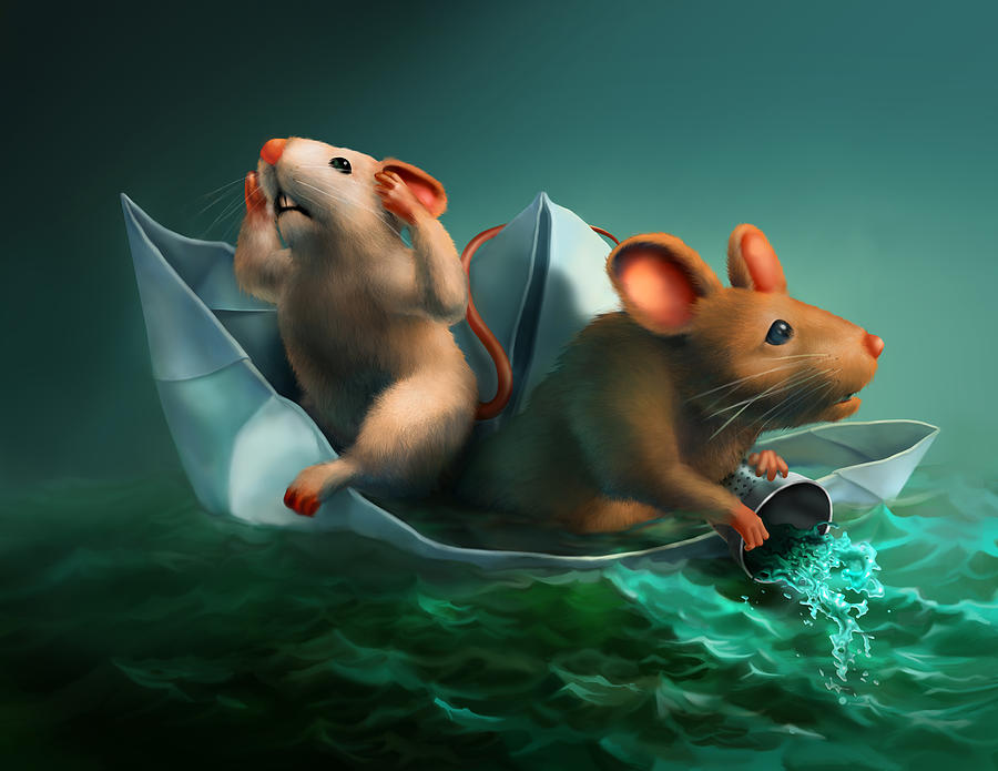 Mouse Digital Art - The Conspicuous Failure of the Paper Boat Experts by Vanessa Bates
