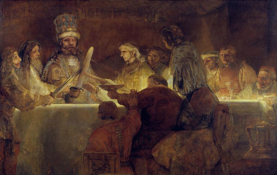 Rembrandt Painting - The Conspiracy of the Batavians under Claudius Civilis by Rembrandt van Rijn
