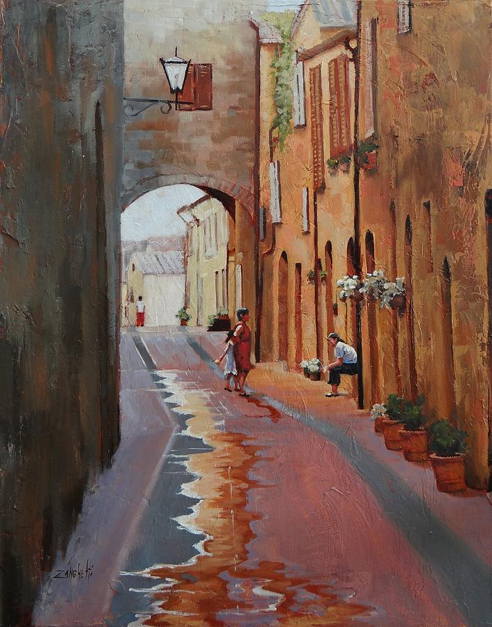 Italy Painting - The Conversation by Laura Lee Zanghetti