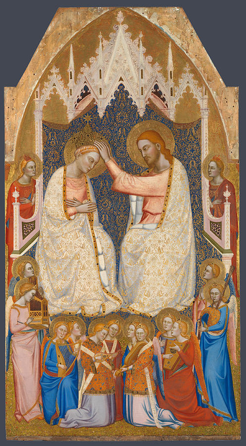 The Coronation of the Virgin. Central Main Tier Panel Painting by Jacopo di Cione and Workshop