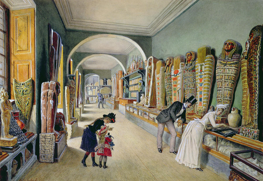 Museum Painting - The Corridor And The Last Cabinet Of The Egyptian Collection In The Ambraser Collection by Carl Goebel