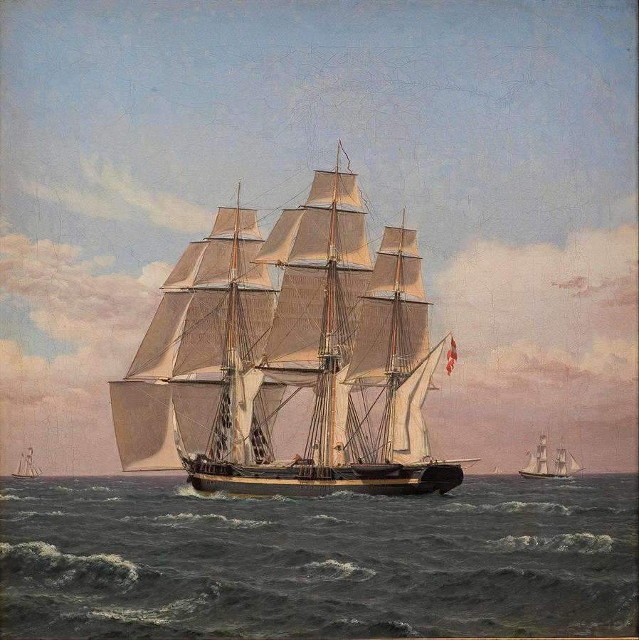 The corvette Najaden under sail Painting by Christoffer Wilhelm Eckersberg
