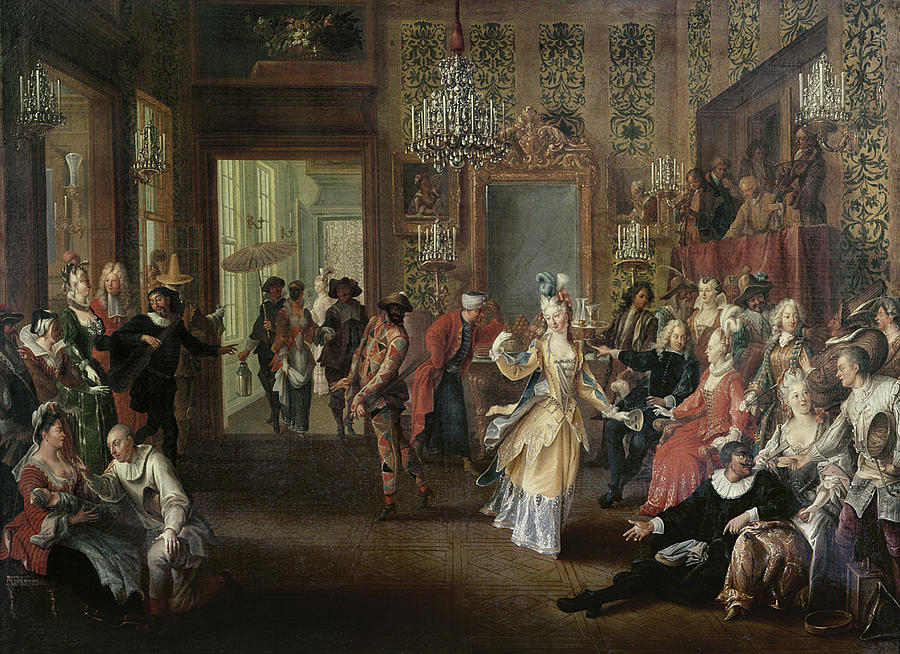 The Costume Ball Oil On Canvas Photograph by French School
