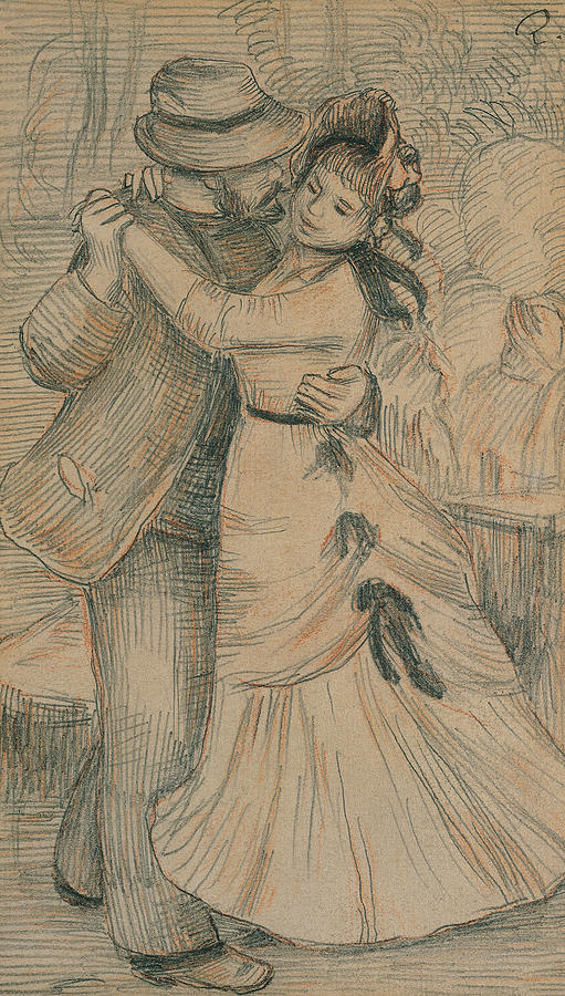 Pierre Auguste Renoir Drawing - The Country Dance by Pierre Auguste Renoir