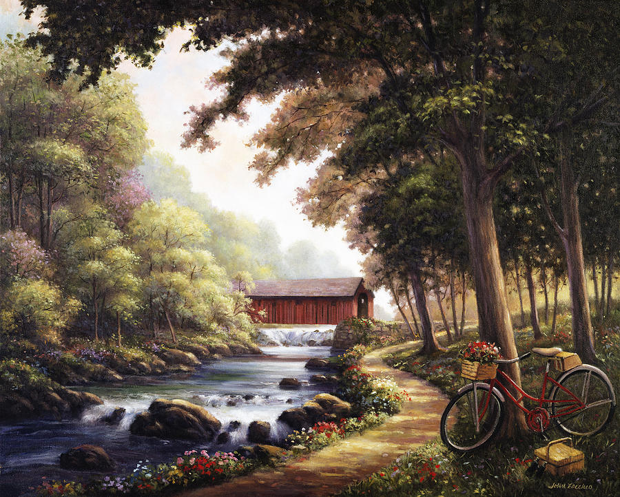 The Covered Bridge Painting by John Zaccheo | Fine Art America