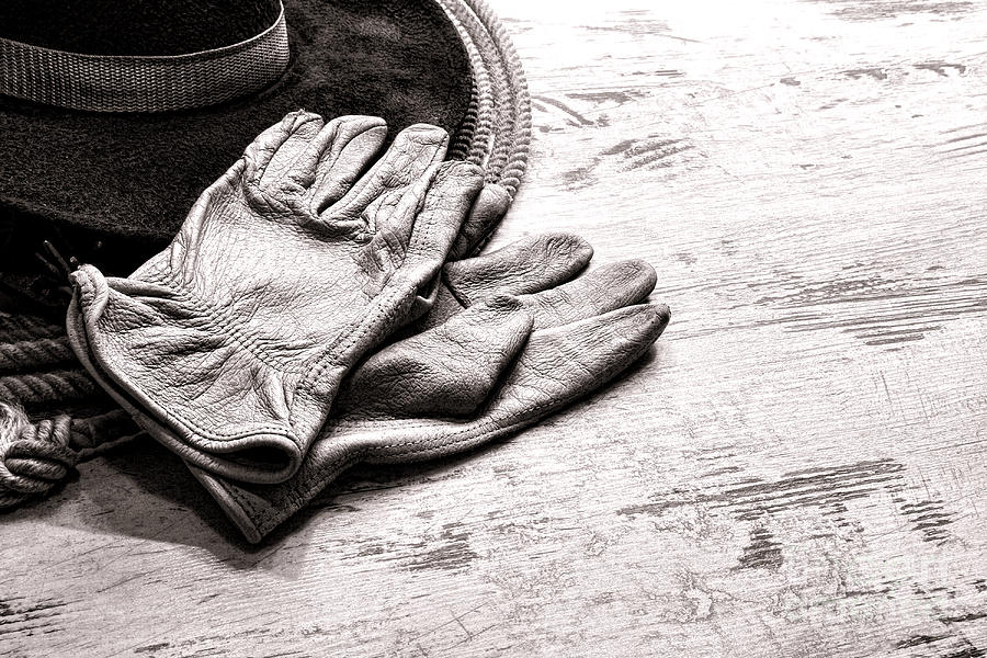 Vintage Photograph - The Cowboy Gloves by Olivier Le Queinec