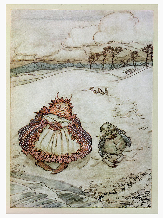 The Crab And His Mother, Illustration From Aesops Fables, Published By Heinemann, 1912 Colour Litho Photograph by Arthur Rackham