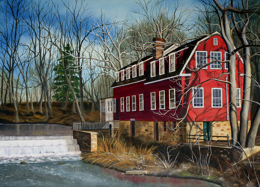 Fall Painting - The Cranford Mill by Daniel Carvalho