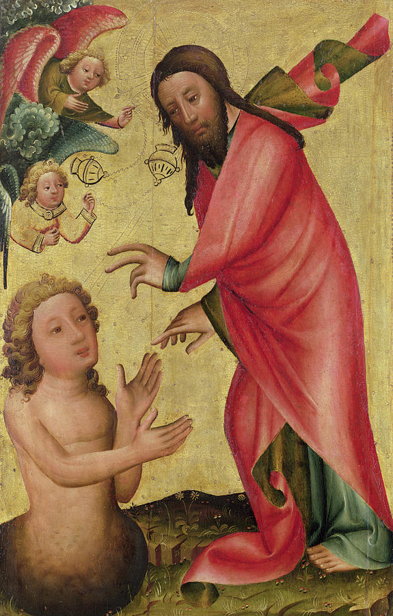 Genesis Photograph - The Creation Of Adam, Detail From The Grabow Altarpiece, 1379-83 by Master Bertram of Minden