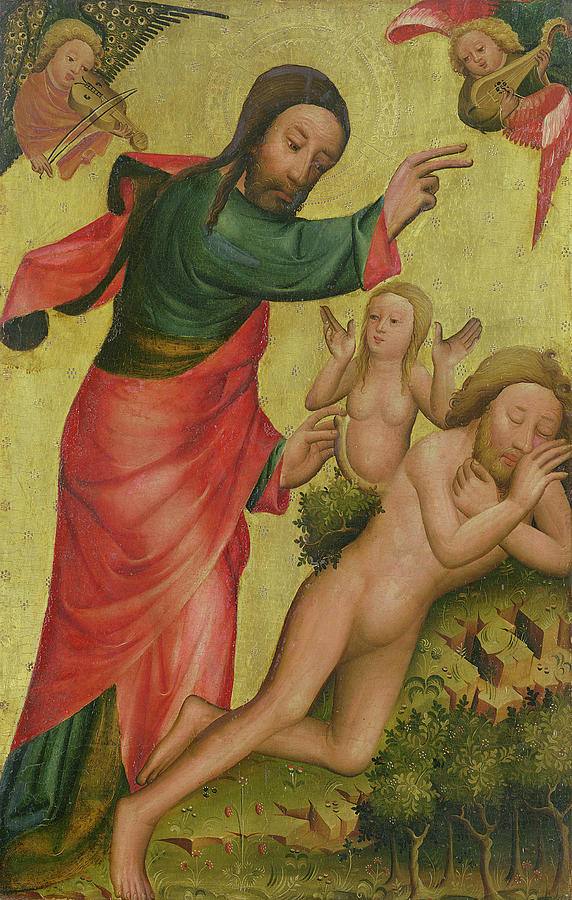 Master Bertram Of Minden Painting - The Creation of Eve by Master Bertram of Minden