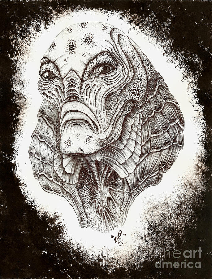 Fish Drawing - The Creature from the Black Lagoon by Wave 