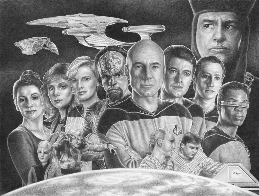 The Crew from the Next Generation Drawing by JWB Art Unlimited Fine